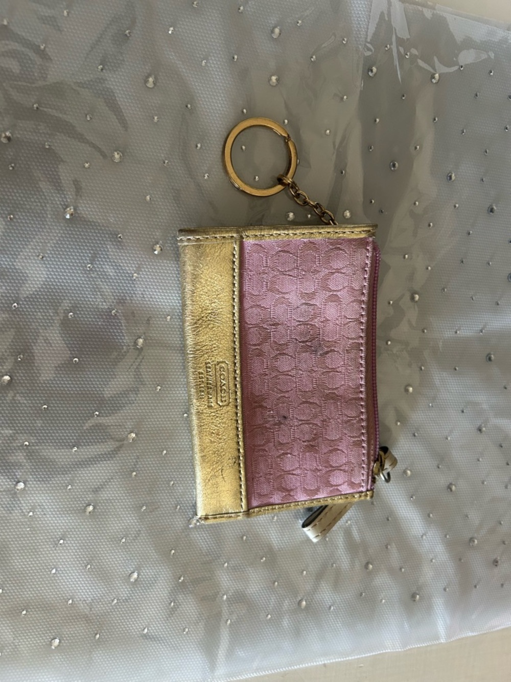 SOLD Rare Coach Pink & Gold Card holder Keychain